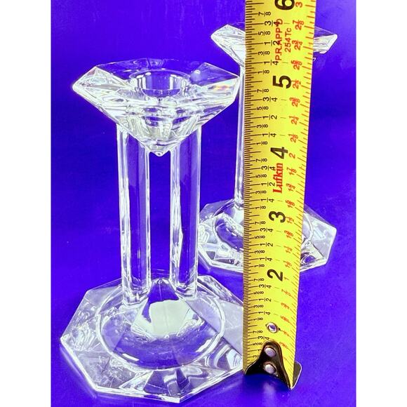 Lenox Ovations Crystal Candlestick Holders Set Of 2 Dual Pillers 5” Grannycore - Picture 8 of 10